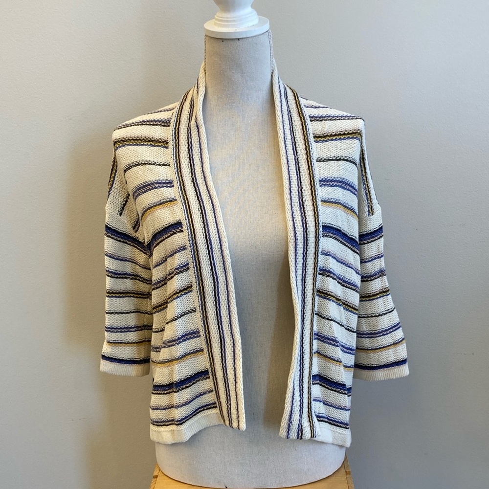 Closed Striped Linen Cardigan